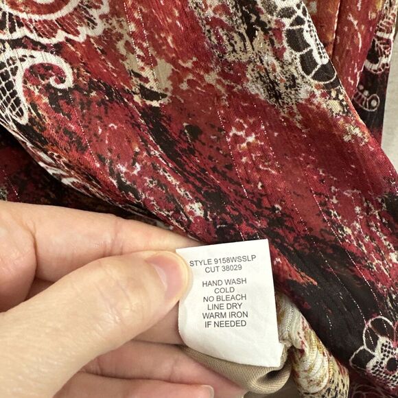 Sara Michelle Boho Metallic Thread Paisley Peasant Top Y2K Womens Size 1X Hippie - Picture 11 of 11